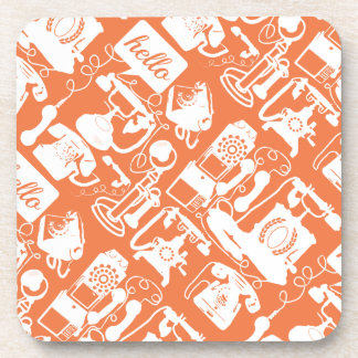 Posavasos Naranja retro o cualquier patrón de teléfono de co