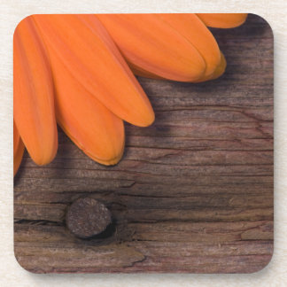 Posavasos Naranja Rústico Daisy y Barn Wood