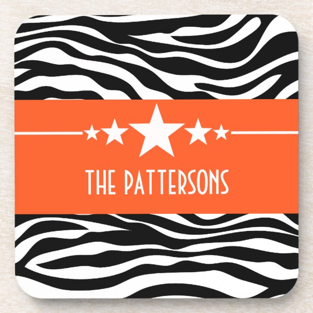 Posavasos Naranja Sassy Star Zebra Coaster Set (Frente)