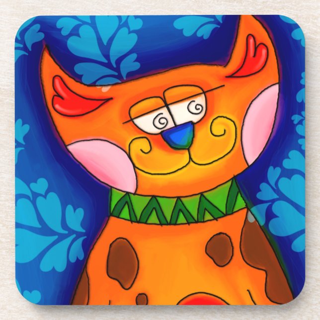 Posavasos Naranja sonriente Tabby Cat (Frente)