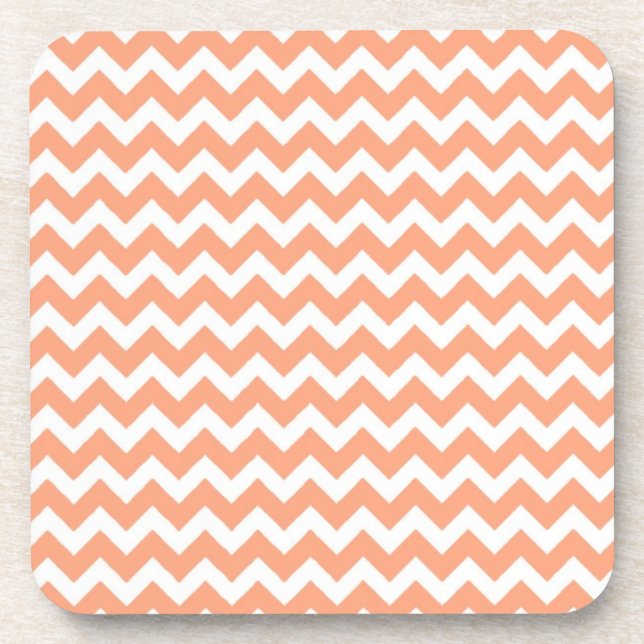 Posavasos Naranja suave Zig Zag Chevron (Frente)