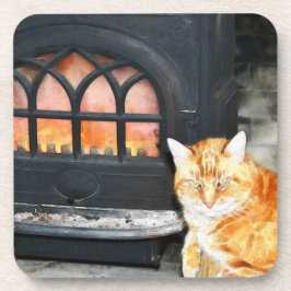 Posavasos Naranja Tabby Cat By Fire Coaster