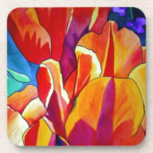 Posavasos Naranja Tulips pintura de flores acuarelas