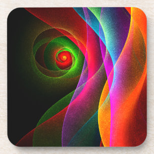 Posavasos Naranja Verde Rojo Patrón de arte abstracto modern
