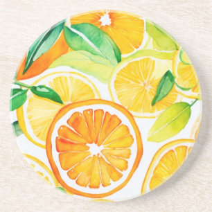 Posavasos Naranjas y limones acuarela cítricos