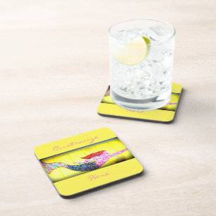 Posavasos natación de sirena de mosaico rosa