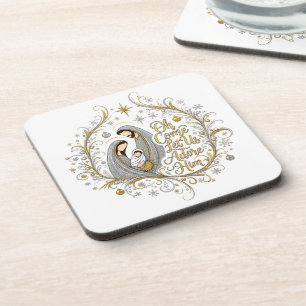 Posavasos Natividad de Navidad de plata y oro