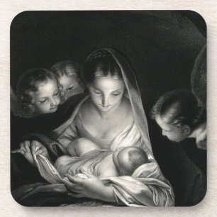 Posavasos Natividad Niño Jesús Virgen María Angelo Blanco Ne
