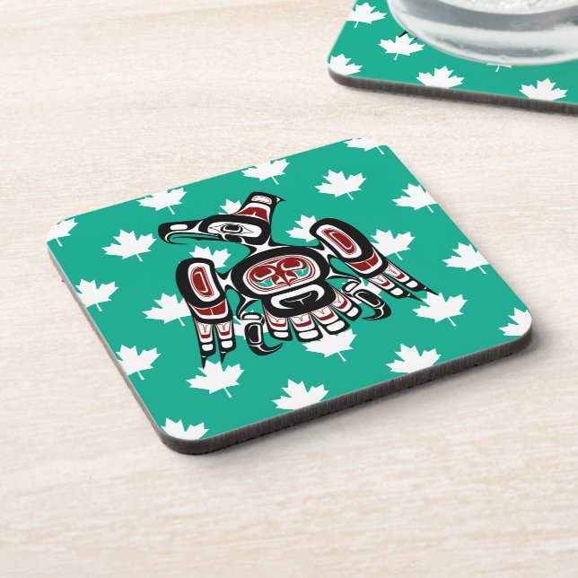 Posavasos Nativo americano Red Black Kaigani Thunderbird Bev (Lado Izquierdo)