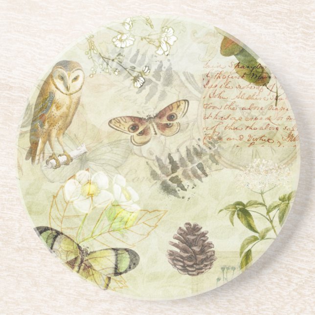 Posavasos Naturaleza de la mariposa de la lechuza silvestre  (Frente)