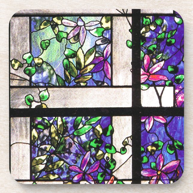 Posavasos Naturaleza del vitral de Nouveau Tiffany del arte (Frente)