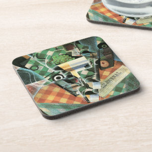 Posavasos Naturaleza muerta con mantel a cuadros de Juan Gri