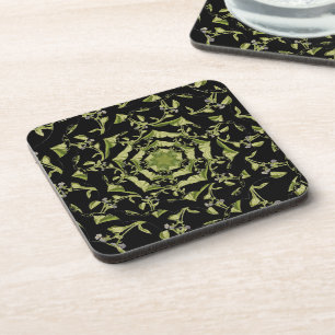 Posavasos Naturaleza verde y negra hipnosis floral fractal