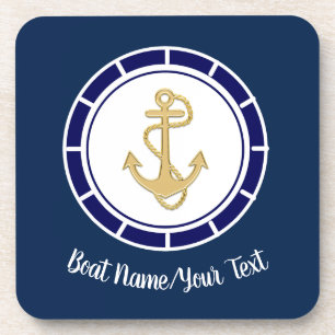 Posavasos Náutica azul de la Marina Central del Ancla Dorada