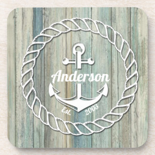 Posavasos Nautical Anchor Nombre de la familia Beach House V