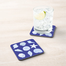 Posavasos nautical blue coasters with seashells