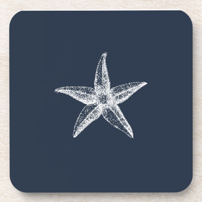 Posavasos Nautical Navy Blue Simple Elegant Starfish (Frente)