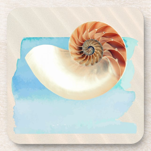 Posavasos Nautilus Seashell and Sand (Frente)