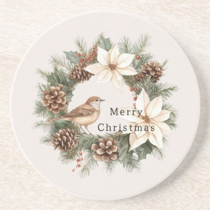 Posavasos Navidad Acogedora Caliente Poinsettia Pinos Conos