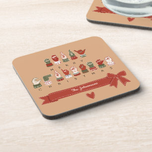 Posavasos Navidad Alegre ASL Acogedora Personalizada