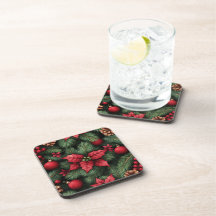 Navidad con acebo y pino festivos