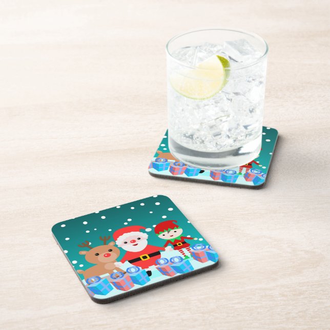 POSAVASOS NAVIDAD CON SANTA Y SUS AMIGOS (Lado Derecho)