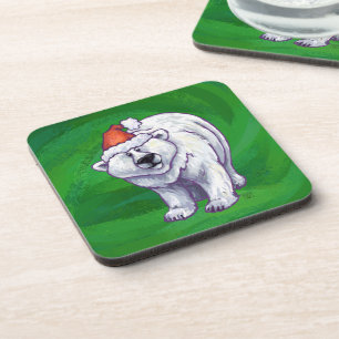 Posavasos Navidad del Oso Polar en Verde
