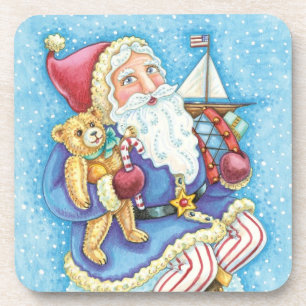 Posavasos Navidad linda, Santa Claus en bola de nieve con ju