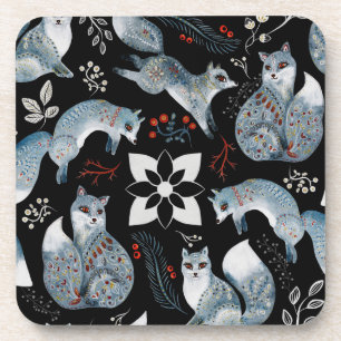 Posavasos Navidad lindo bosque zorro animal patrón cojín