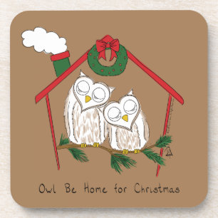 Posavasos Navidad Owl Be Home Cute