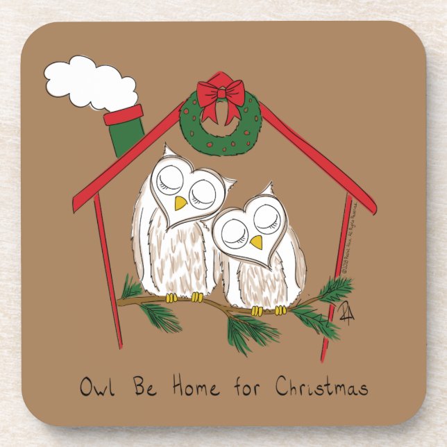 Posavasos Navidad Owl Be Home Cute (Frente)