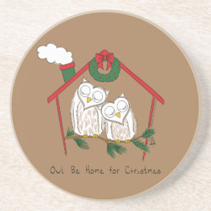 Posavasos Navidad Owl Be Home Cute
