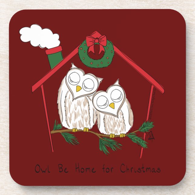 Posavasos Navidad Owl Be Home Cute (Frente)