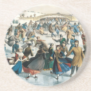 Posavasos Navidad Victoriana Central Park Currier & Ives