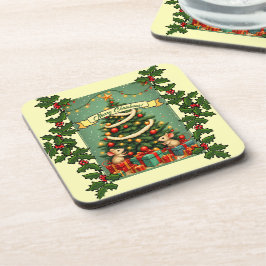 Posavasos Navidad Victoriana Ratones Felices Rojo Verde Aceb
