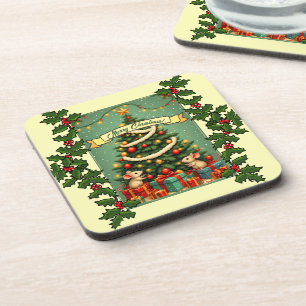 Posavasos Navidad Victoriana Ratones Felices Rojo Verde Aceb