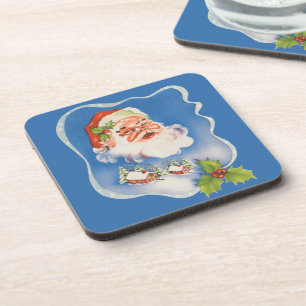 Posavasos Navidad Vintage, Alegre Santa Claus Retro