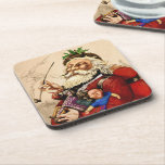 Posavasos Navidad vintage, Juguetes de Papa de Santa Claus,<br><div class="desc">Ilustracion de la Vintage. Imagen de feriado navideño con un antiguo Santa Claus victoriano con un montón de juguetes y muñecas y fumando una pipa. Jolly San Nicolás de Thomas Nast.</div>