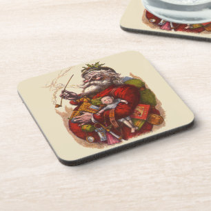 Posavasos Navidad Vintage, juguetes de pipa de Santa Claus v