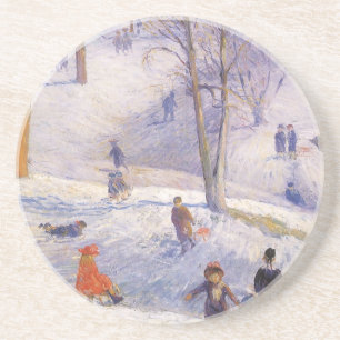 Posavasos Navidad Vintage, Trineo, Central Park Glackens