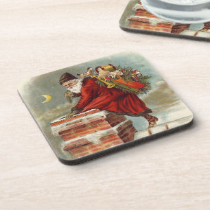 Posavasos Navidad Vintage Victoriana San Nicolás en el Tejad