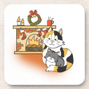 Posavasos Navidades acogedores reemplazan a gato de mamá con