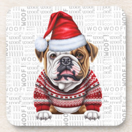 Posavasos Navidades Adorables Bulldog Woof Word Art