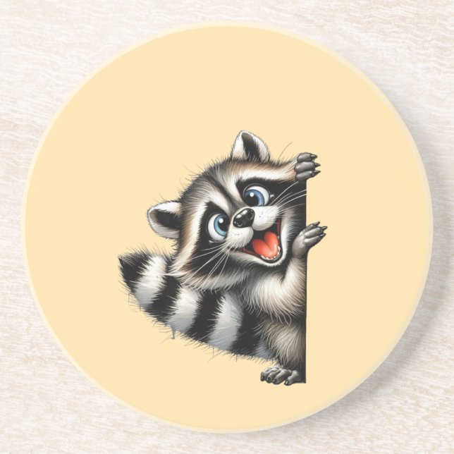 Posavasos Navidades Adorables del Raccoon Peek - Delicioso G (Frente)