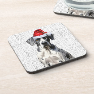 Posavasos Navidades adorables Gran Dane Woof Word Art