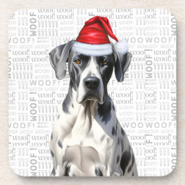 Posavasos Navidades adorables Gran Dane Woof Word Art