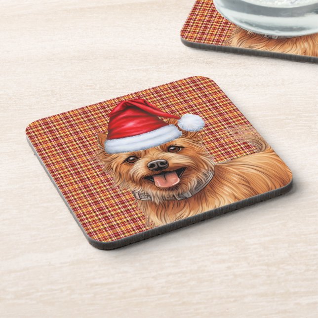 Posavasos Navidades Australia Terrier Perro en vacaciones (Lado Izquierdo)