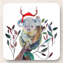 Navidades australianos Koala Santa Hat Red Green