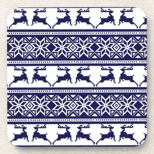 Posavasos Navidades, azul y blanco escandinavo