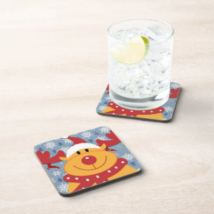 Posavasos Navidades Azules Copo de Nieve y Rudolf